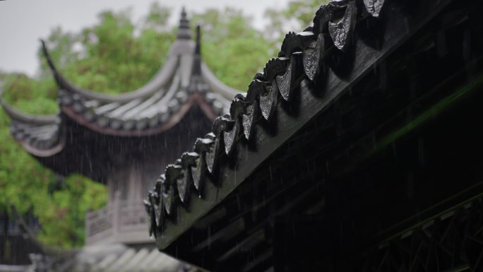 古代建筑  雨天屋檐