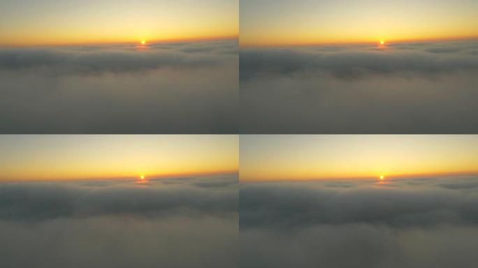 空中航空公司美丽的日出在云端