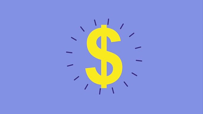 紫色背景图标矢量插图上明亮的美元货币符号