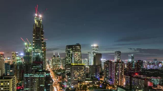 黄昏时北京天际线的T/L WS HA ZO高架视图