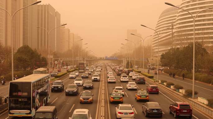 【4K】北京沙尘暴 城市污染延时