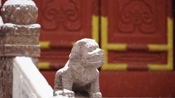 4K超清故宫冬天红墙古建筑皇宫历史下雪