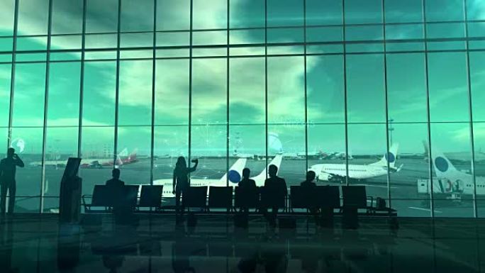 机场的商务旅客图表可以信息技术概念