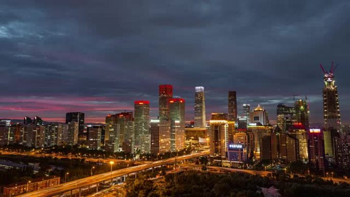 从晚上到白天，T/L WS HA PAN高架北京天际线