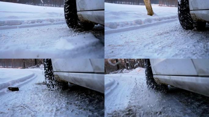SLO MO车辆在雪中牵引力不好