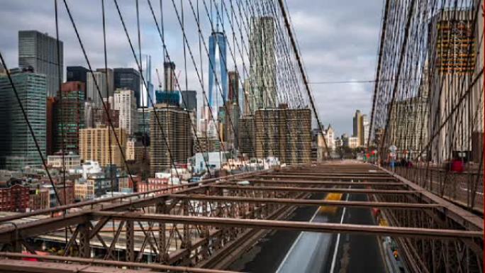 4k城市景观、景观和建立者: 美国纽约市曼哈顿城市景观和布鲁克林大桥