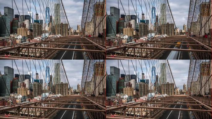 4k城市景观、景观和建立者: 美国纽约市曼哈顿城市景观和布鲁克林大桥