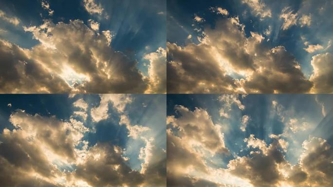 阳光和云景延时天空摄影云海丁达尔效应