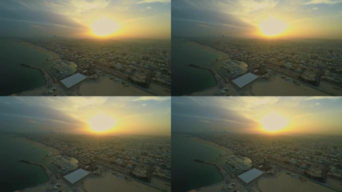 日落时分的迪拜海岸线