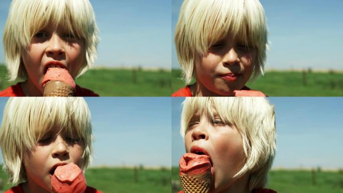 儿童吃冰淇淋（SHot on Red）