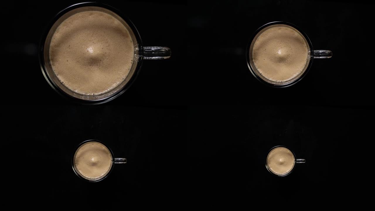 杯子里的黑咖啡拿铁视频素材
