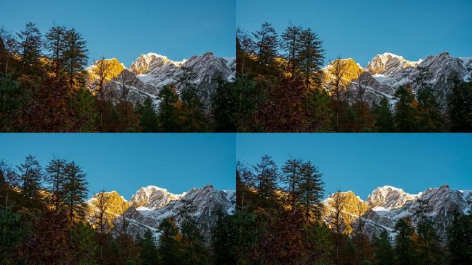 日出时卡姆尼克-萨维尼亚阿尔卑斯山的T/L 8k镜头