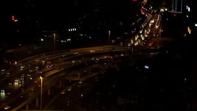 北京高速公路夜间鸟瞰图
