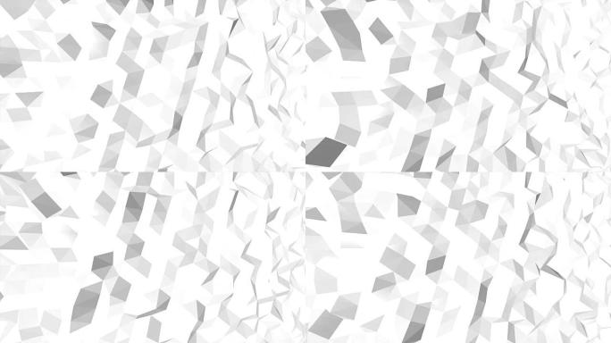 抽象白色和黑色几何三角形多边形背景在无尽循环，4K(UHD)