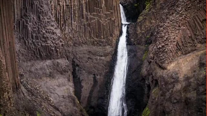 冰岛Litlanesfoss瀑布-慢动作