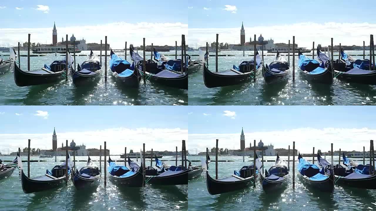 威尼斯-意大利威尼斯泻湖上的吊船