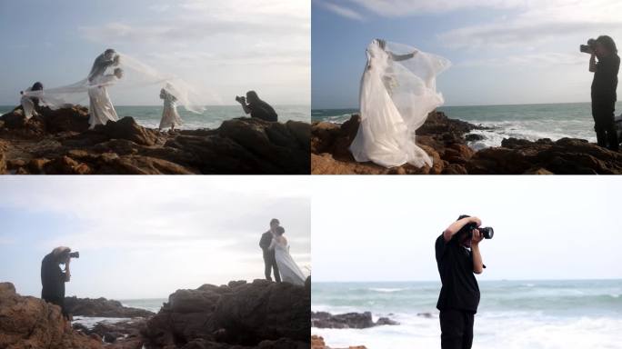 摄影师海边拍摄 海边拍婚纱的摄影师