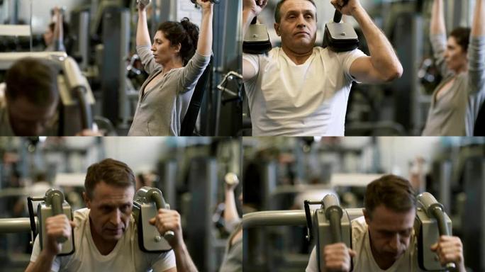 男人和女人在健身房锻炼