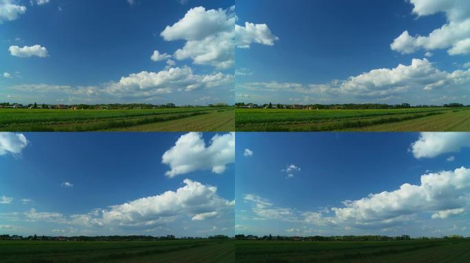 高清时间重叠：田野上空的云景