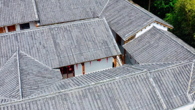 4k航拍屋顶瓦房新农村乡村振兴宅院