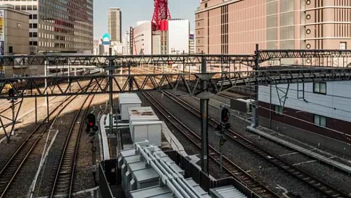 日本大阪火车铁路的4k延时