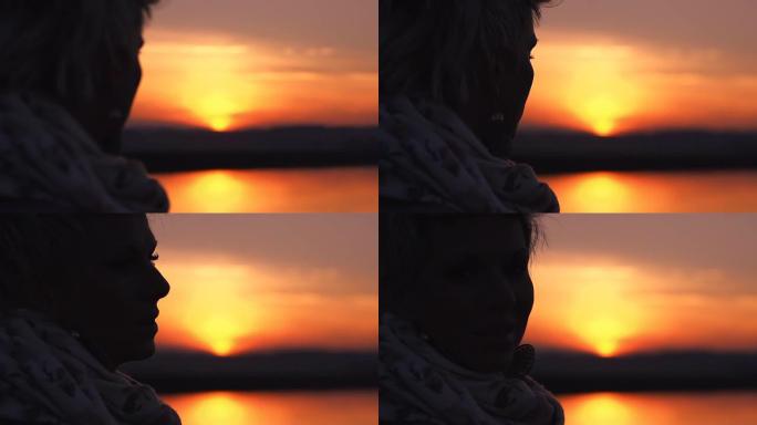 高清：欣赏日落美景的女人