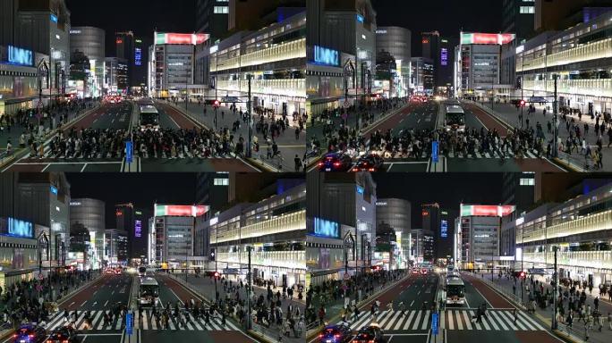 行人在新宿站过境，夜间