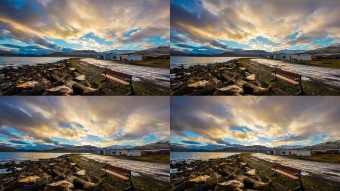 冰岛沿海城镇的T/L 8k云景