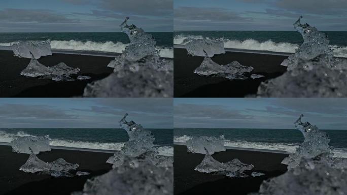 钻石海滩冰块海浪