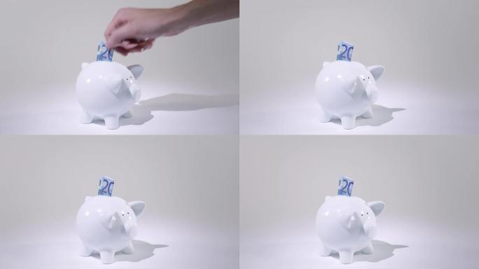 小猪银行白色小猪存钱罐20元零钱