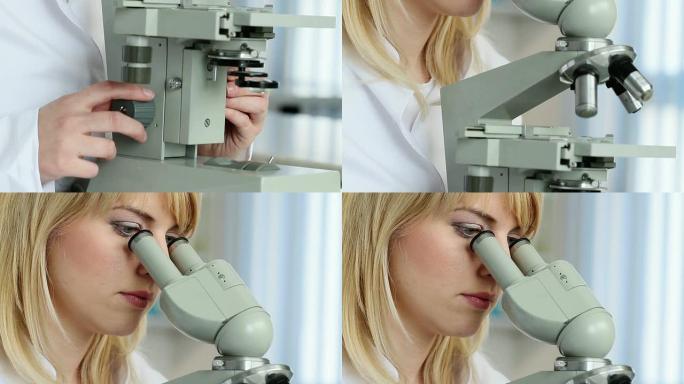 科学家使用显微镜女科学家使用显微镜科学研