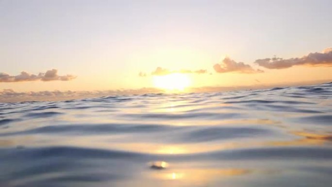 在海洋中放松时欣赏日落