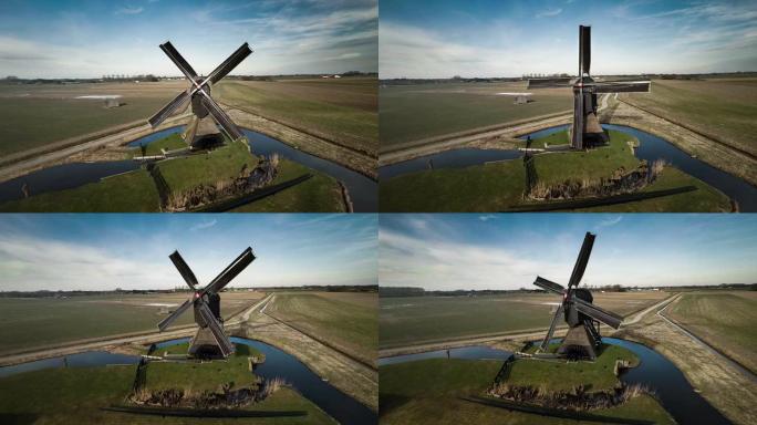 荷兰历史悠久的风车航拍