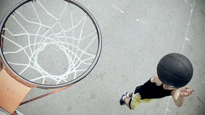 高清超级慢镜头：年轻人扔篮球
