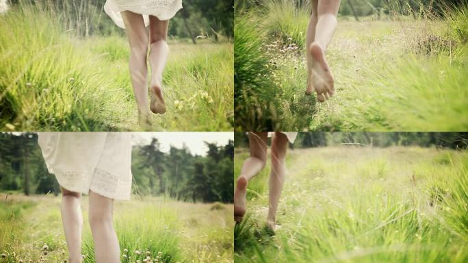 草地上的女人草地上的女人赤脚奔跑