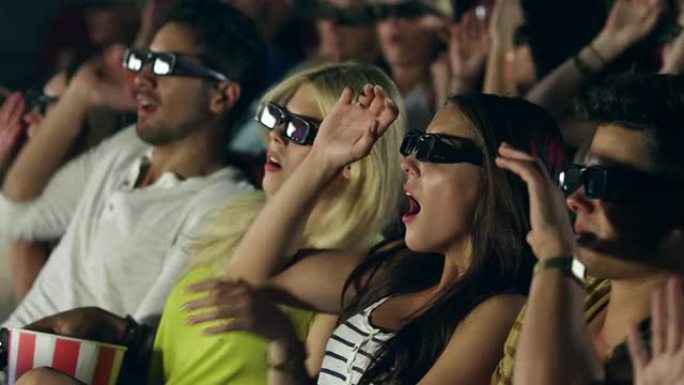 人们3D观看电影影厅宣传片实拍素材眼镜