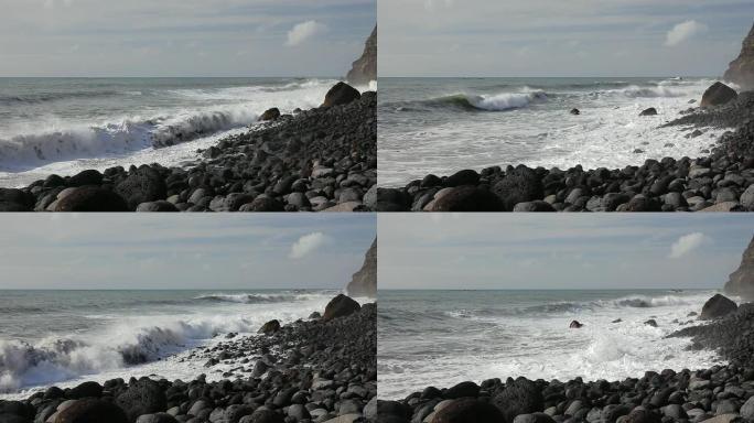 岩石海岸线海浪巨大海浪