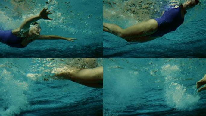 女游泳者的水下射击