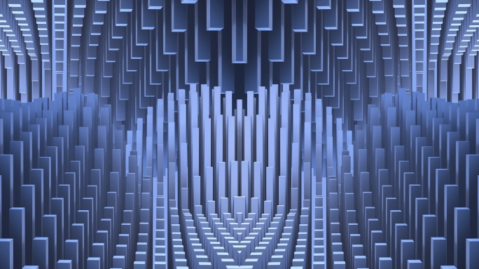 【4K时尚背景】蓝色科技空间立体波浪矩阵