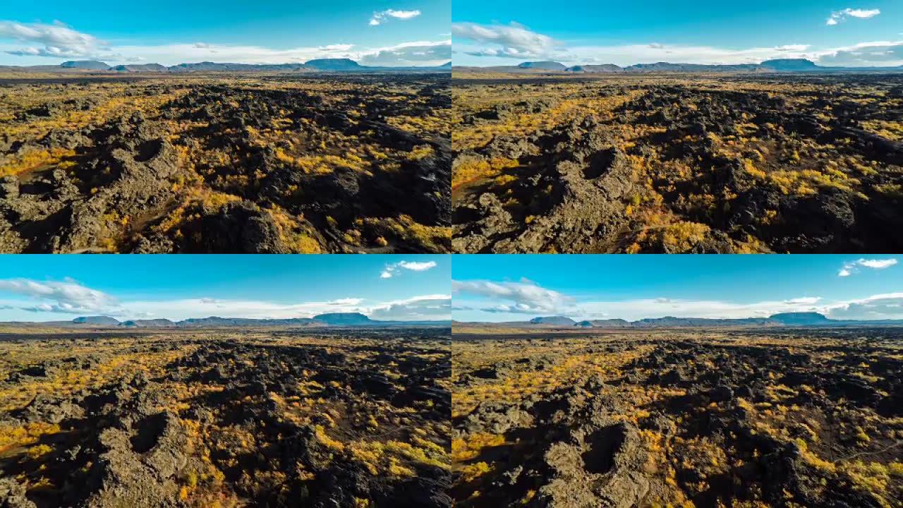 旧熔岩流的空中-冰岛Myvatn