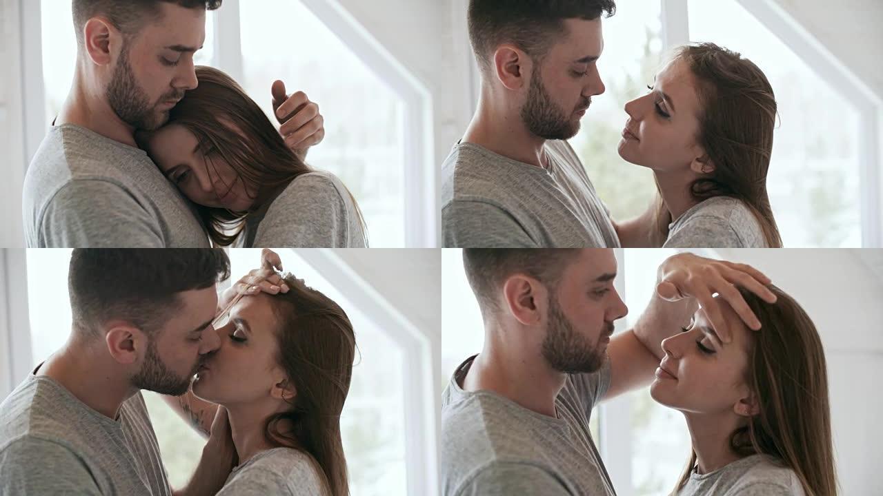男人和女人拥抱和亲吻