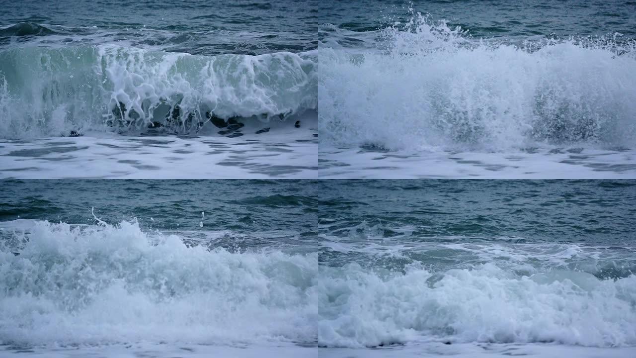 慢速运动：波浪巨浪滔天冲击力破坏力自然的