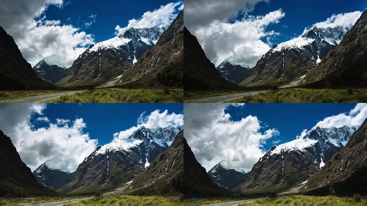 时间跨度：山脉延时摄影自然生态景观流动的
