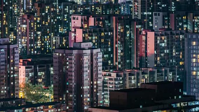 T/L WS HA TU城市住宅区夜间/北京，中国