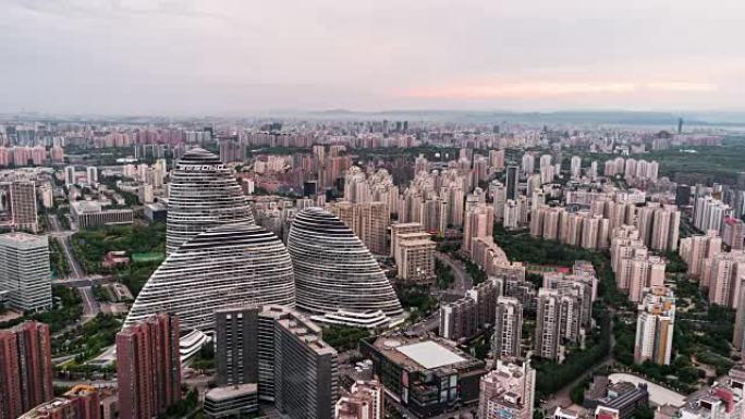 T/L盘高角度视图北京天际线/北京，中国