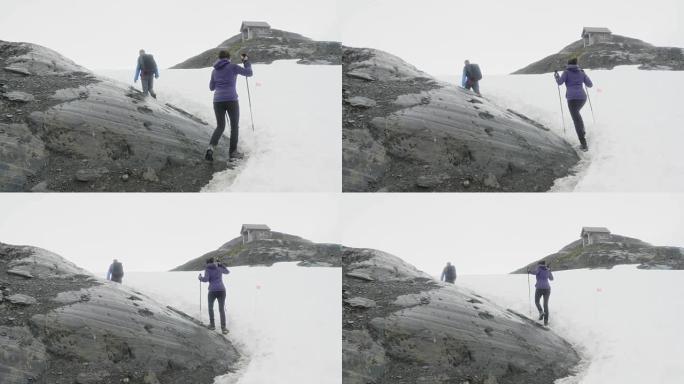 夫妇徒步旅行到阿拉斯加的冰川