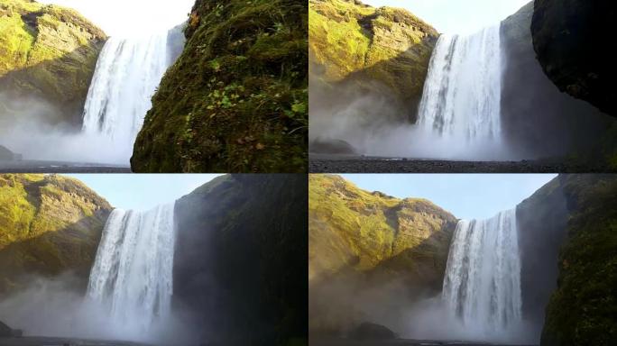 冰岛Skogafoss瀑布的低角度拍摄