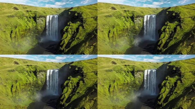 冰岛斯科加福斯瀑布的鸟瞰图