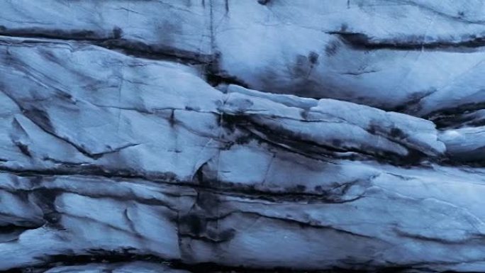 冰川舌头与裂缝。Aerial view