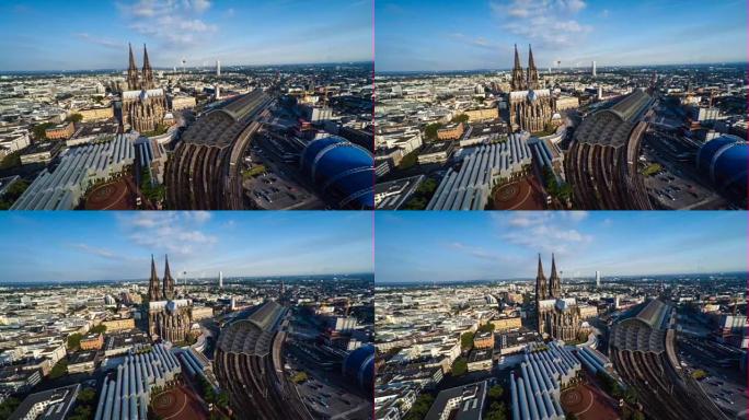 空中: 德国科隆欧式建筑老师地铁列车天际